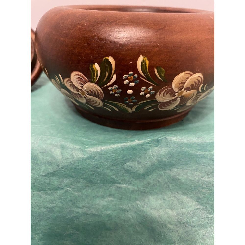 Hand turned hand painted wooden tobacco jar vintage 1983 - Picture 4 of 11